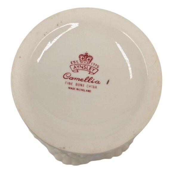 Vtg Aynsley Camellia Lidded Marmalade Jam Jar Cream Gold Trim Embossed 5" - Picture 5 of 10